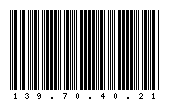 Codabar of 139.70.40.21