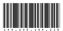 Codabar of 140.205.194.215