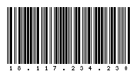 Codabar of 18.117.234.230