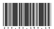 Codabar of 230.83.150.14