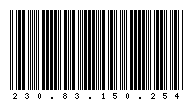 Codabar of 230.83.150.254