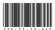 Codabar of 248.50.39.228