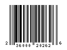 UPC-A of 236.202.6.206